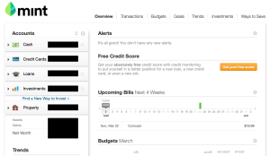 Overview of all your accounts (left side). Click on a category to see all those accounts.